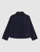 Girl's navy check cropped shirt-3