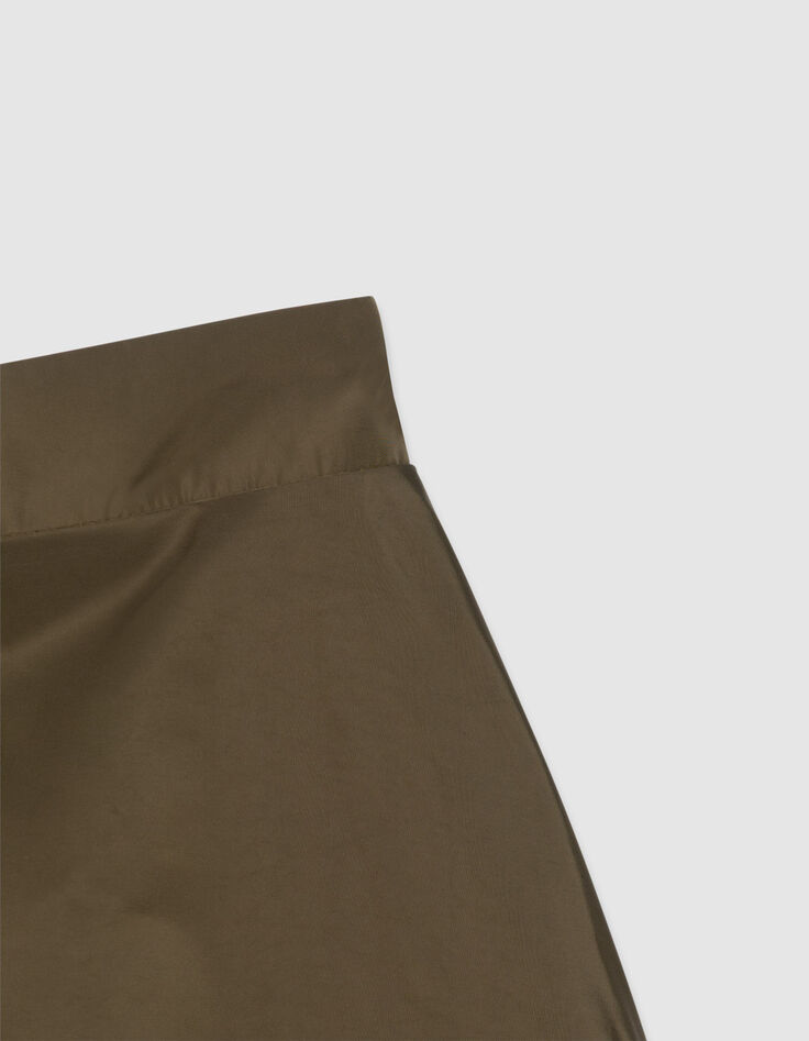 Falda larga caqui tafet&aacute;n mujer-7