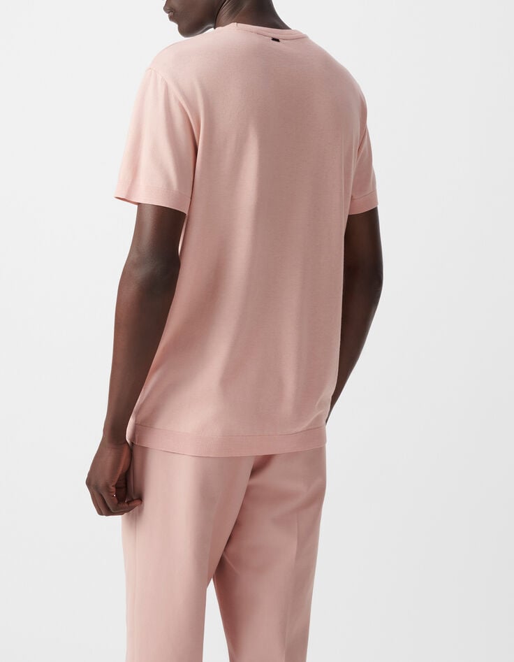 Herren-T-Shirt, rosa, Baumwollmodal, Rundhalsausschnitt-3