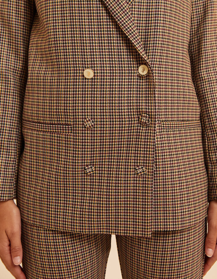 Veste de tailleur beige motif pied-de-puce EMMA I.Code-5