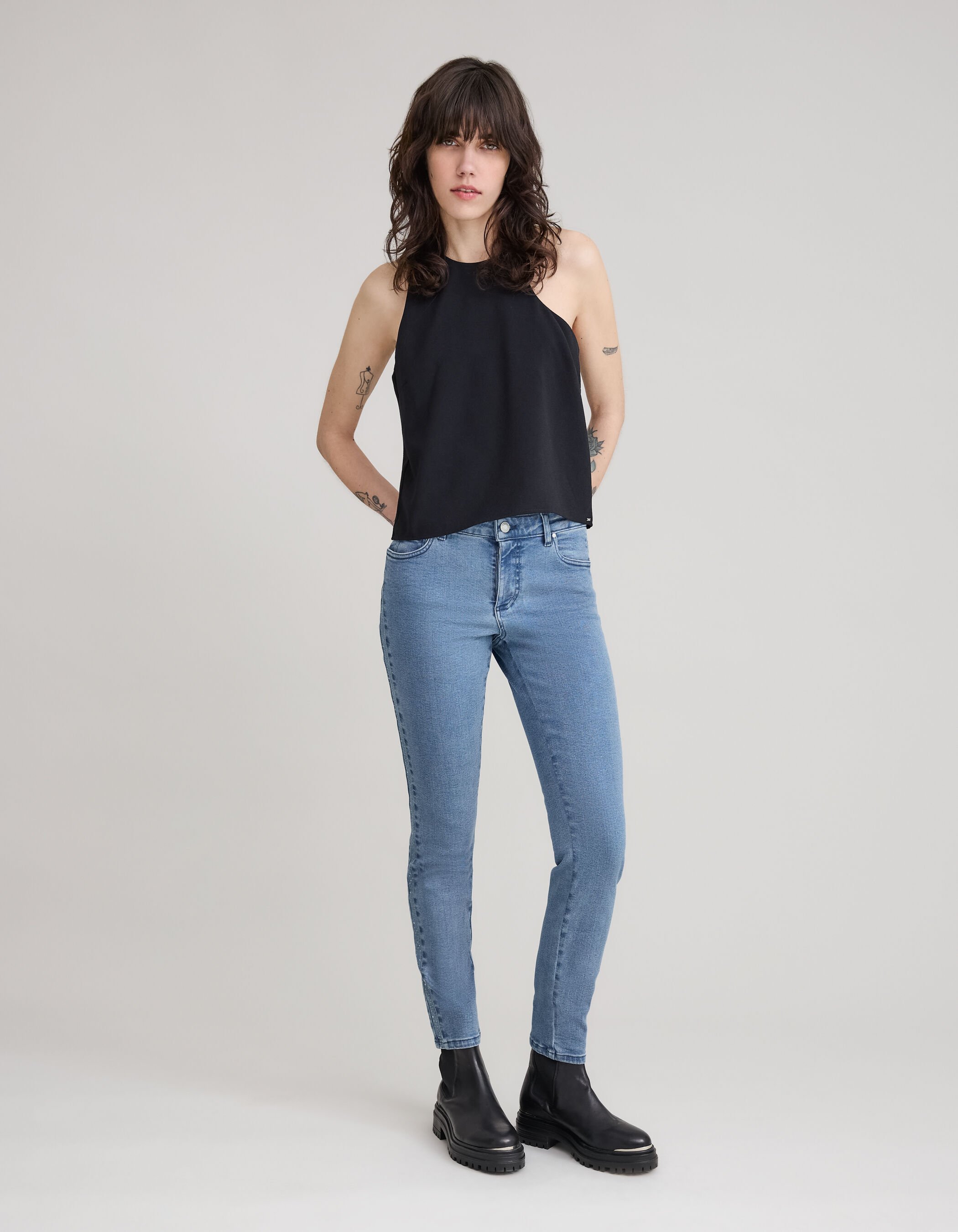 Jean slim bleu waterless powerstretch clous cotes Femme IKKS