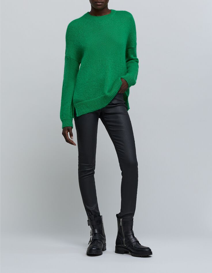 Jersey oversize pretejido verde de mujer-1