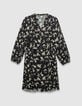 Robe noire imprimé fleurs sauvages ceinture amovible Femme-5 Robe noire imprimé fleurs sauvages ceinture amovible Femme-5