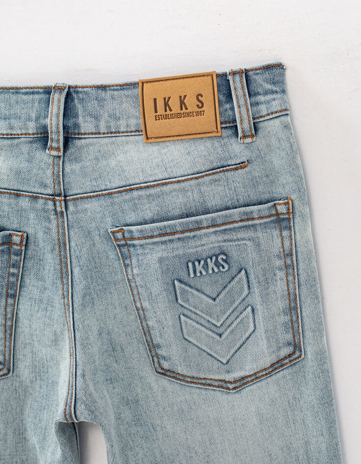 Jean skinny faded blue usures placées garçon-5