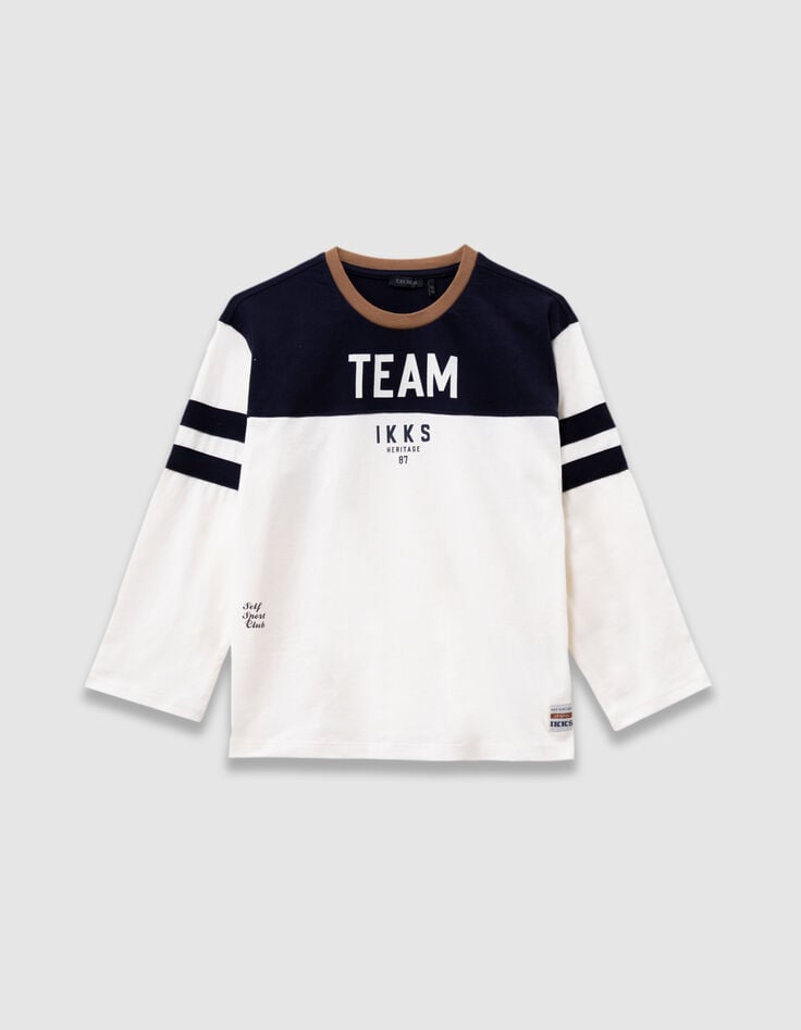 T-shirt marine et blanc coton bio col camel garçon-4 T-shirt marine et blanc coton bio col camel garçon-4