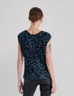 Top bleu brodé sequins réversible devant dos Femme-2