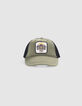 Casquette kaki et noire badge tigre garçon-3