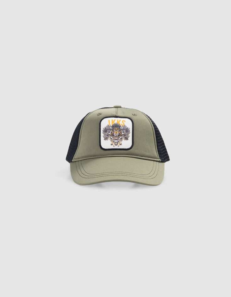 Casquette kaki et noire badge tigre garçon-3