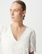 Mujer Vestido blanco de algodón orgánico con broderie anglaise-4