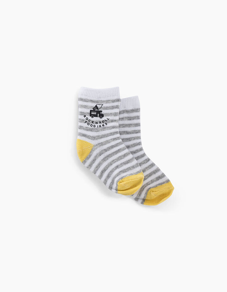 Calcetines grises y amarillos bebé niño -3