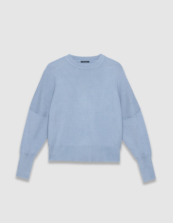 Pull oversize bleu tricot longueur cropped Femme-5 Pull oversize bleu tricot longueur cropped Femme-5