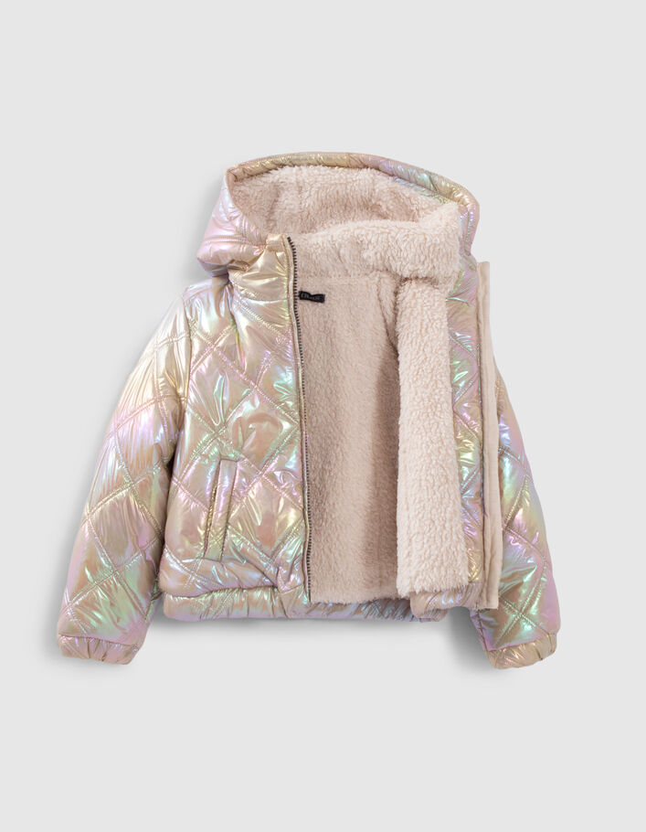 Girls’ iridescent beige quilted padded jacket