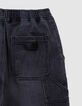 Grey denim shorts with elasticated waistband for boy-5