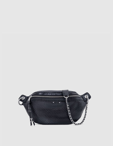 Women's 1440 black leather embossed python-effect - IKKS