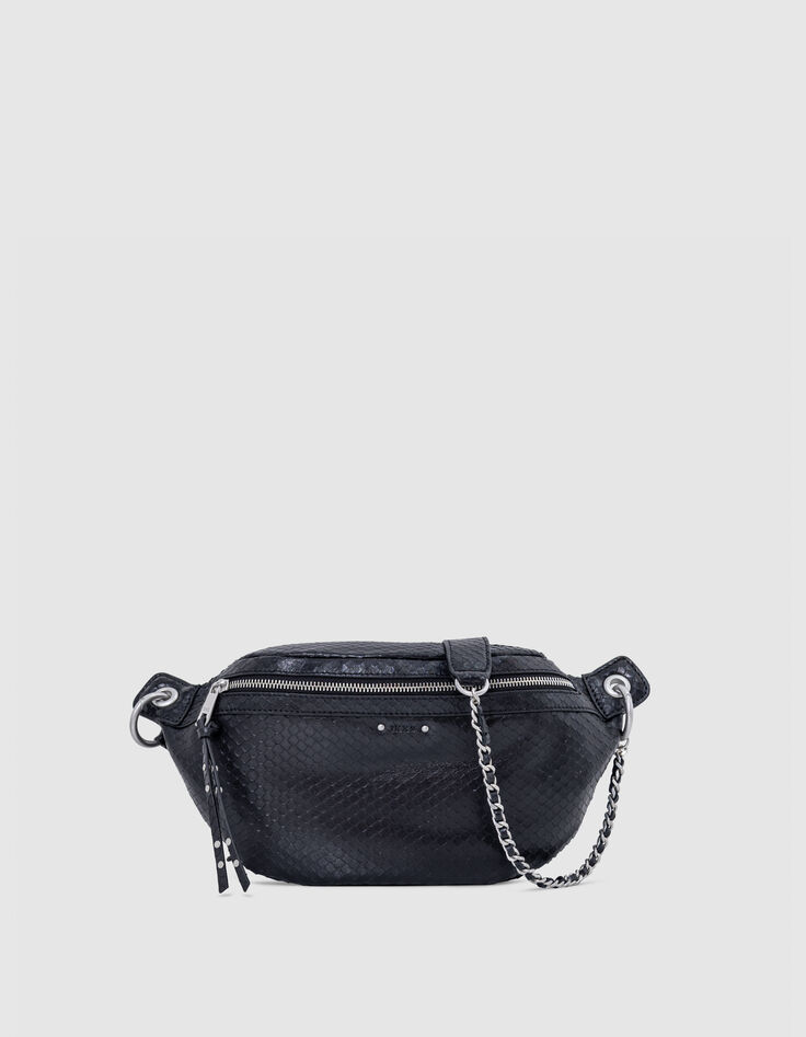 Women's 1440 black leather embossed python-effect-1