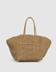 Camel woven raffia-style basket-3