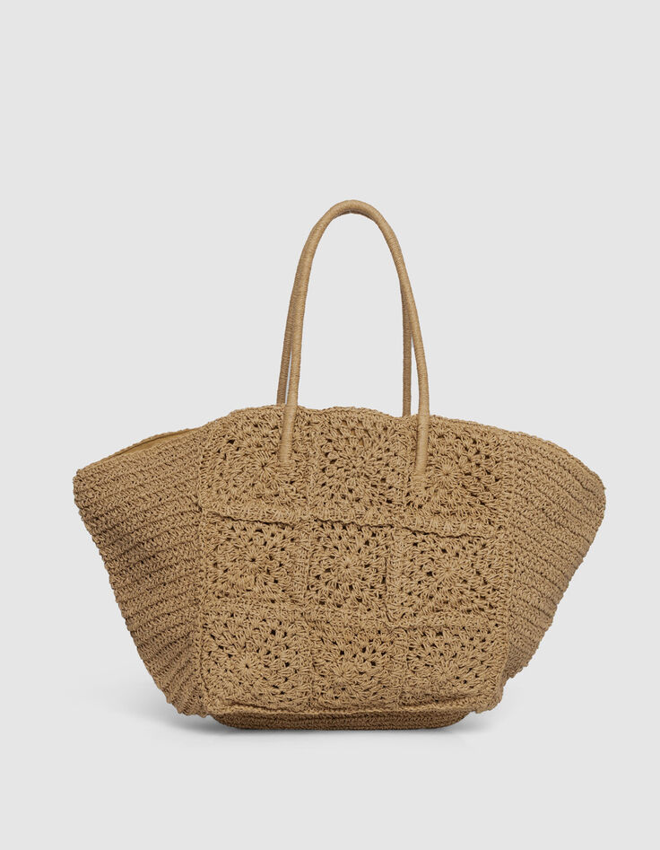 Camel woven raffia-style basket-3 Camel woven raffia-style basket-3