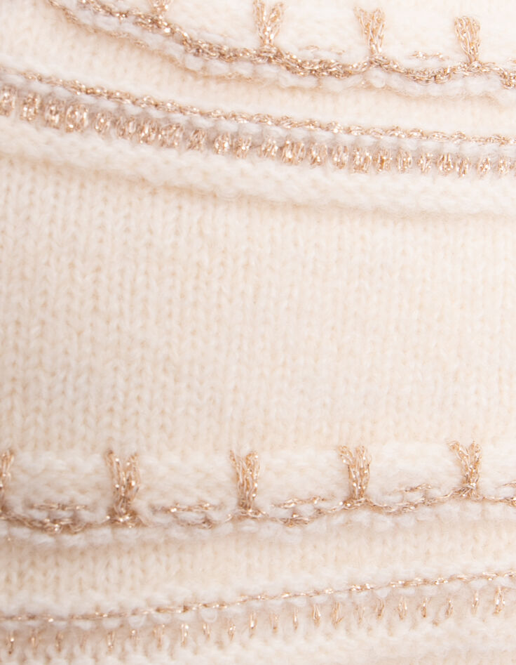 Ecru lurex gestreifte Strickmütze Baby Mädchen-6