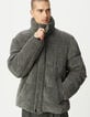 Men’s grey corduroy padded jacket with detachable hood-1 Men’s grey corduroy padded jacket with detachable hood-1