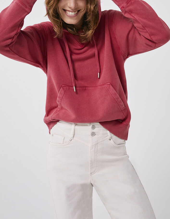 Johannisbeerrotes Damenkapuzensweatshirt aus Baumwolle - IKKS
