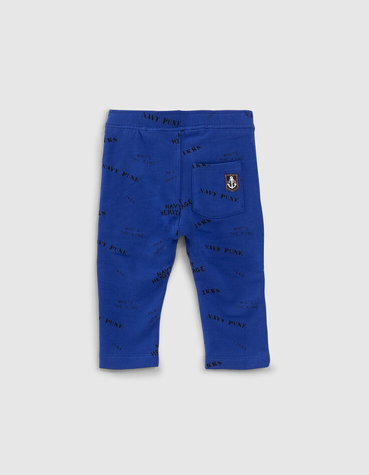 Baby boys’ blue joggers with stamp print -3