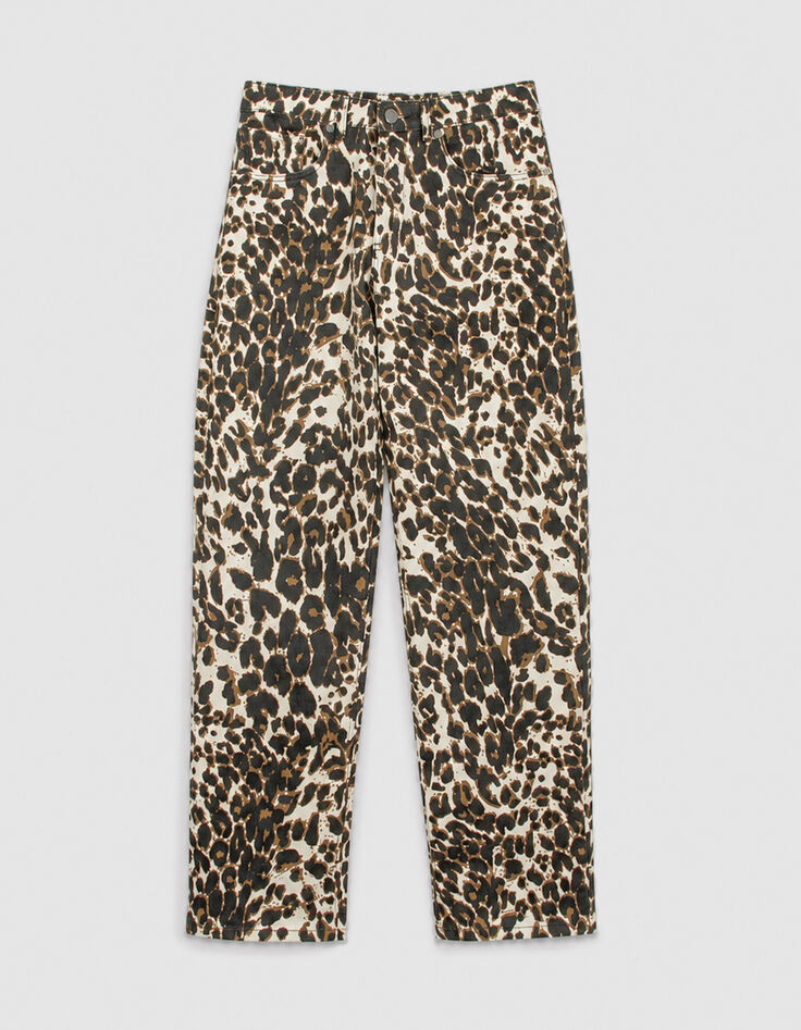 Jean droit marron &agrave; motif l&eacute;opard Anders Femme-7