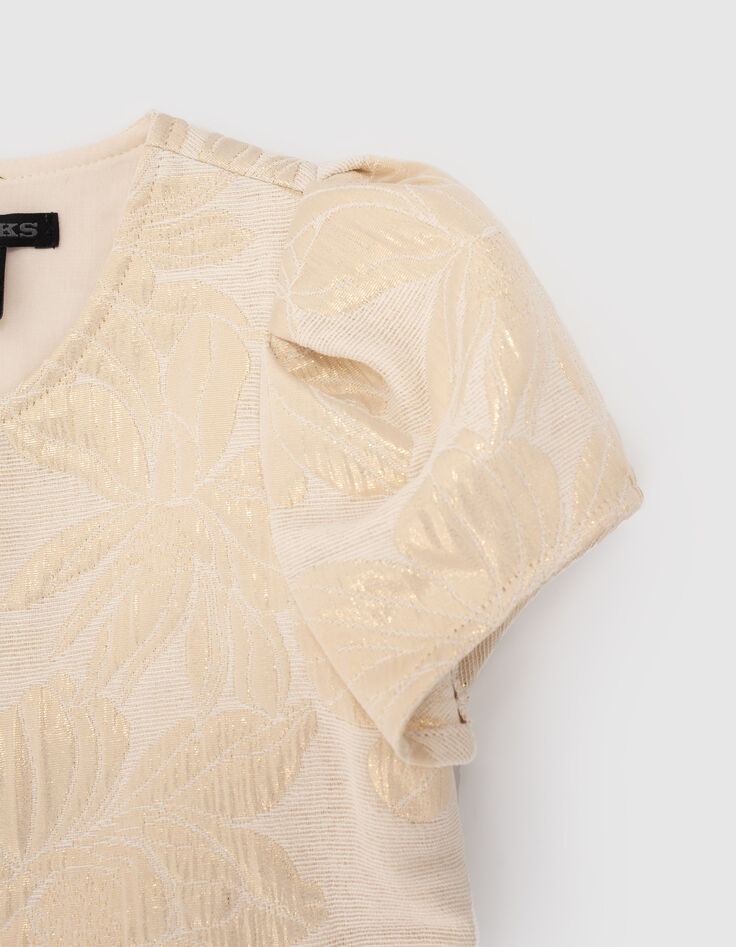 Beige jurk jacquard meisjes-3