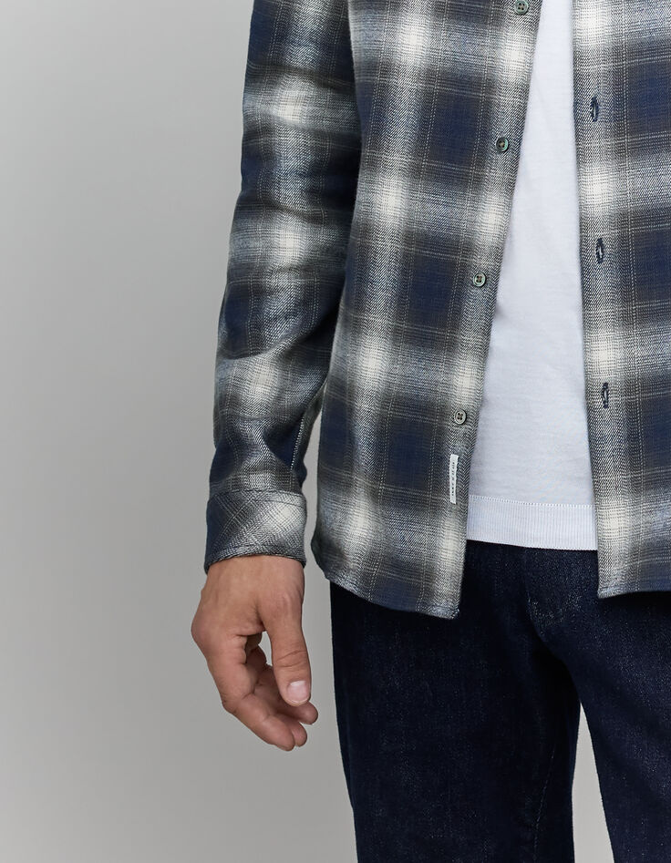 Chemise REGULAR marine motif carreaux Homme-4
