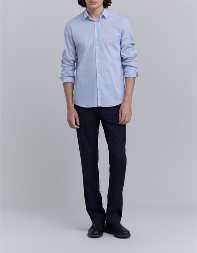 Herren-SLIM-Hemd Off-White zweifarbig gestreift - IKKS