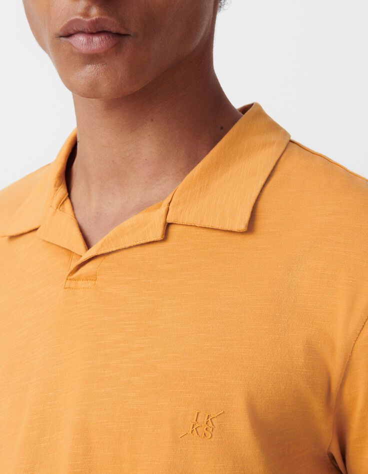 Herrenpoloshirt REGULAR, kurkuma, Biowolle, geflammt-4