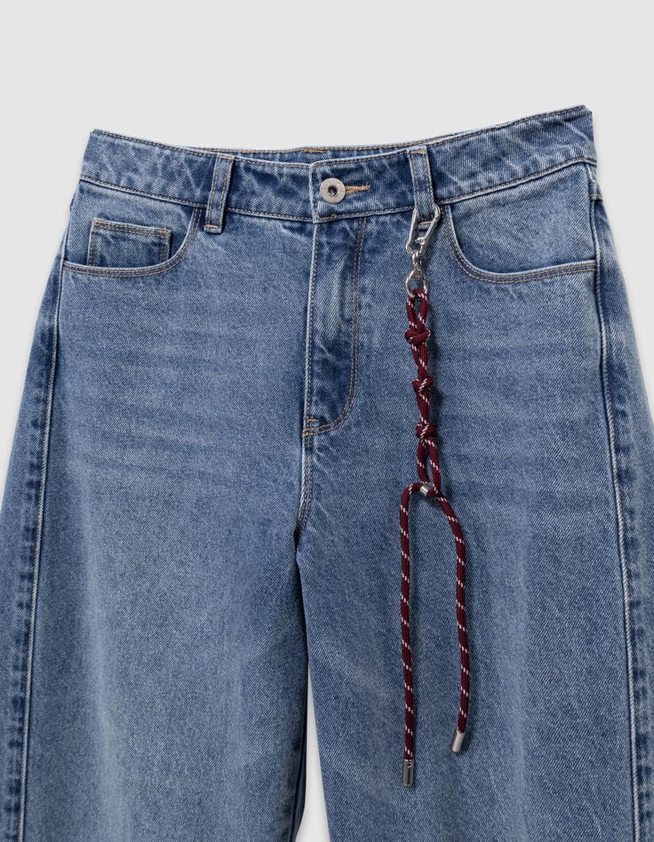 Blaue Mädchen-Ballonjeans mit Kordel-2 Blaue Mädchen-Ballonjeans mit Kordel-2