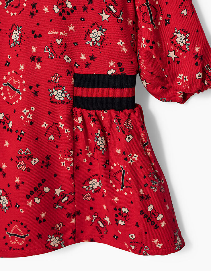 Robe rouge à imprimé cœurs bébé fille-4 Robe rouge à imprimé cœurs bébé fille-4