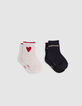 Anthrazit und Ecru Baby Mädchen Socken-3