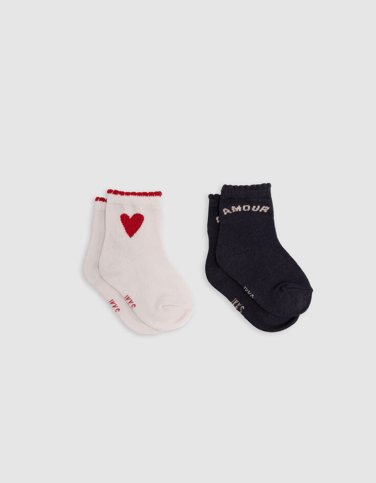Anthrazit und Ecru Baby Mädchen Socken-3