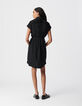 Robe chemise noire polyester recyclé motif strass Femme-2