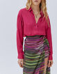 Chemise fushia avec visuel clouté dos femme-2