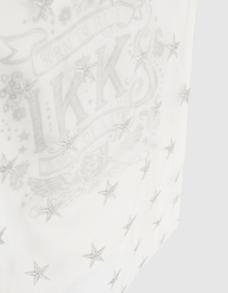 Girls&rsquo; white star embroidered tulle mixed-fabric T-shirt-5