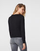 Cardigan maille tricot noir bijoux esprit militaire femme-3