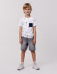 White organic cotton T-shirt with aquatic motifs for boy-1