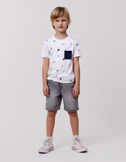 T-shirt blanc coton bio motifs aquatiques garçon - IKKS