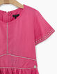 Vestido rosa medio bordado plateado niña-2