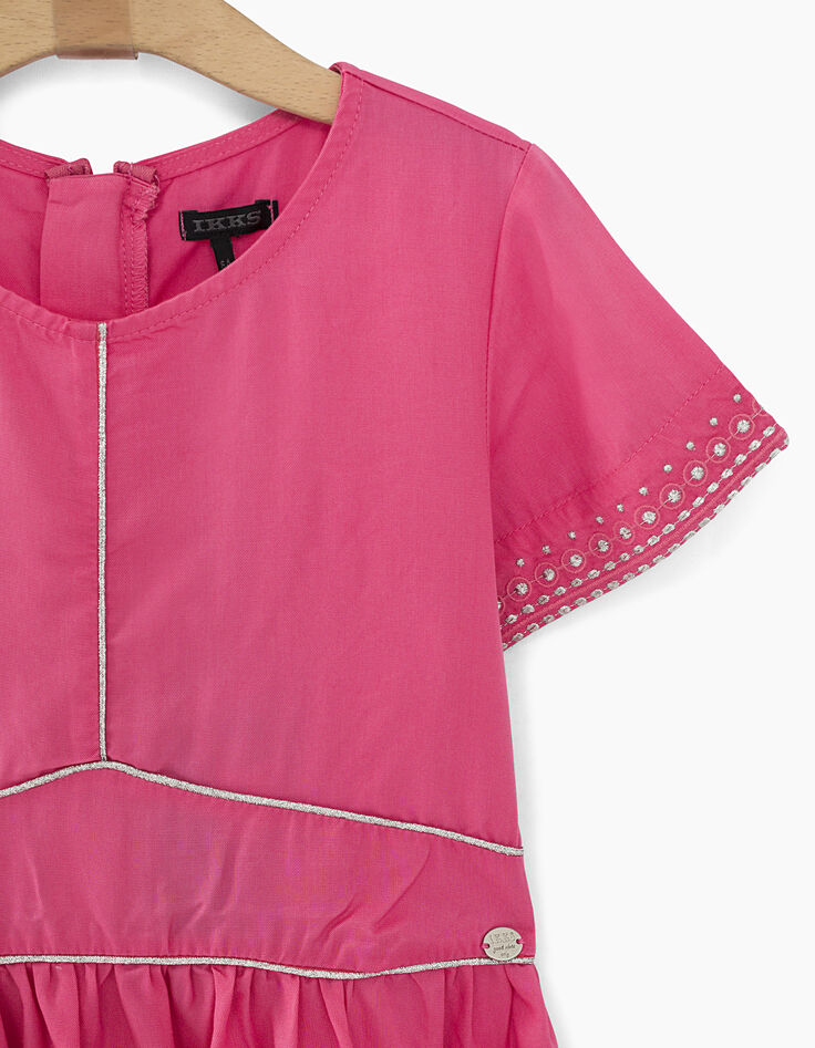 Vestido rosa medio bordado plateado niña-2 Vestido rosa medio bordado plateado niña-2
