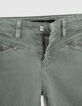Girls' khaki 7/8 flared jeans with fringed cuffs-6