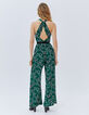 Grüner Damen-Hosenoverall mit Maxi-Blumenprint-2