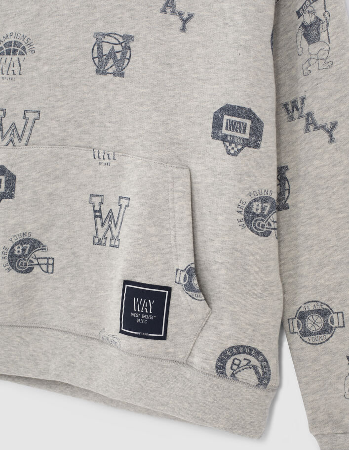 Boys’ grey marl College stamp image loose hoodie-6