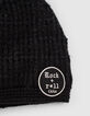 Bonnet noir tricot fantaisie fourré fille-2