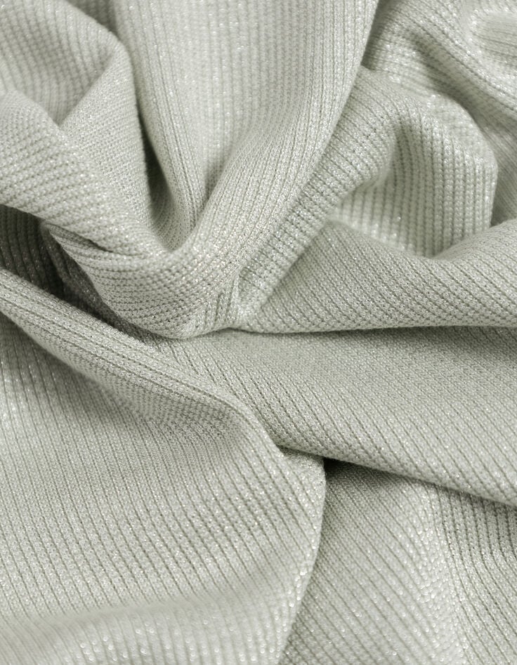 Mujer Cuello redondo con lentejuelas verdes y mangas fruncidas-10