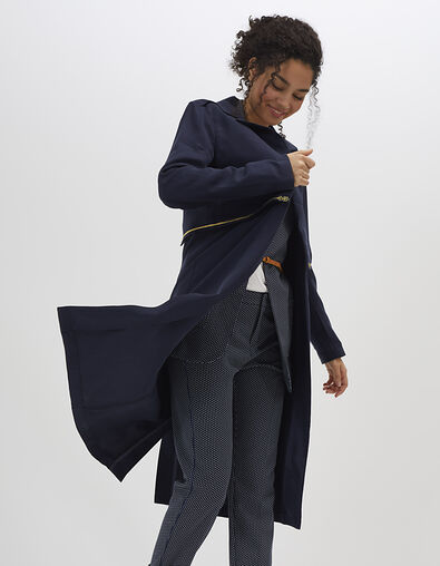 I.Code navy trench coat, gold embroidery