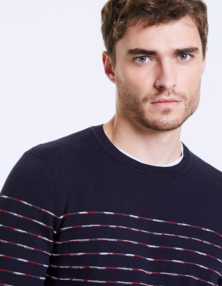 Men's dark blue striped sailor sweater-2
