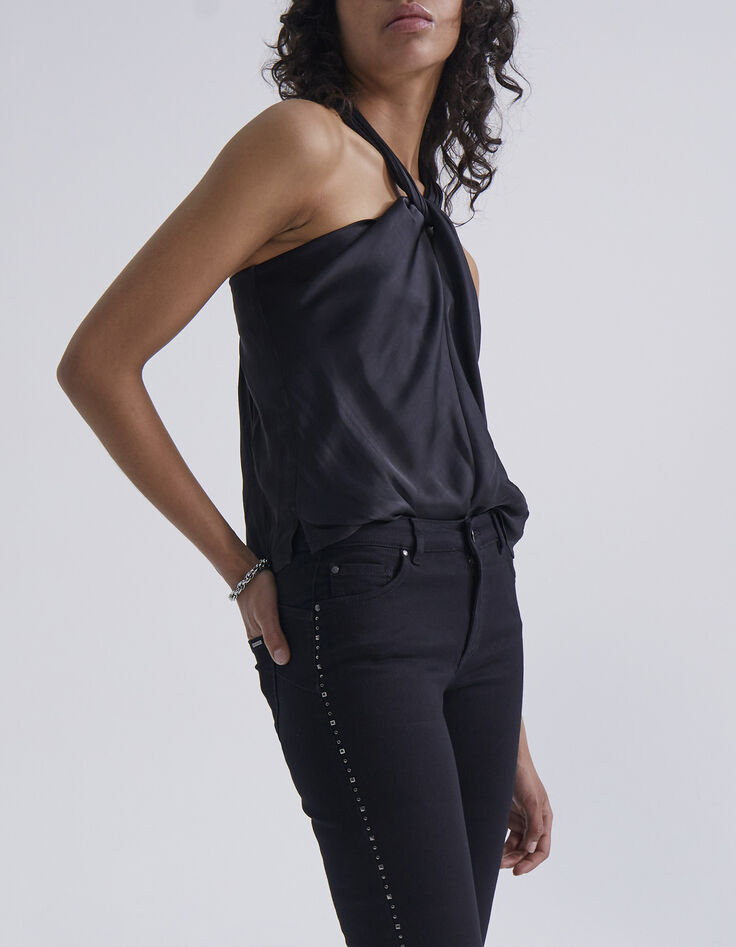 Schwarze Sculpt-up-Damenjeans im Slim-Fit mit Nieten-5
